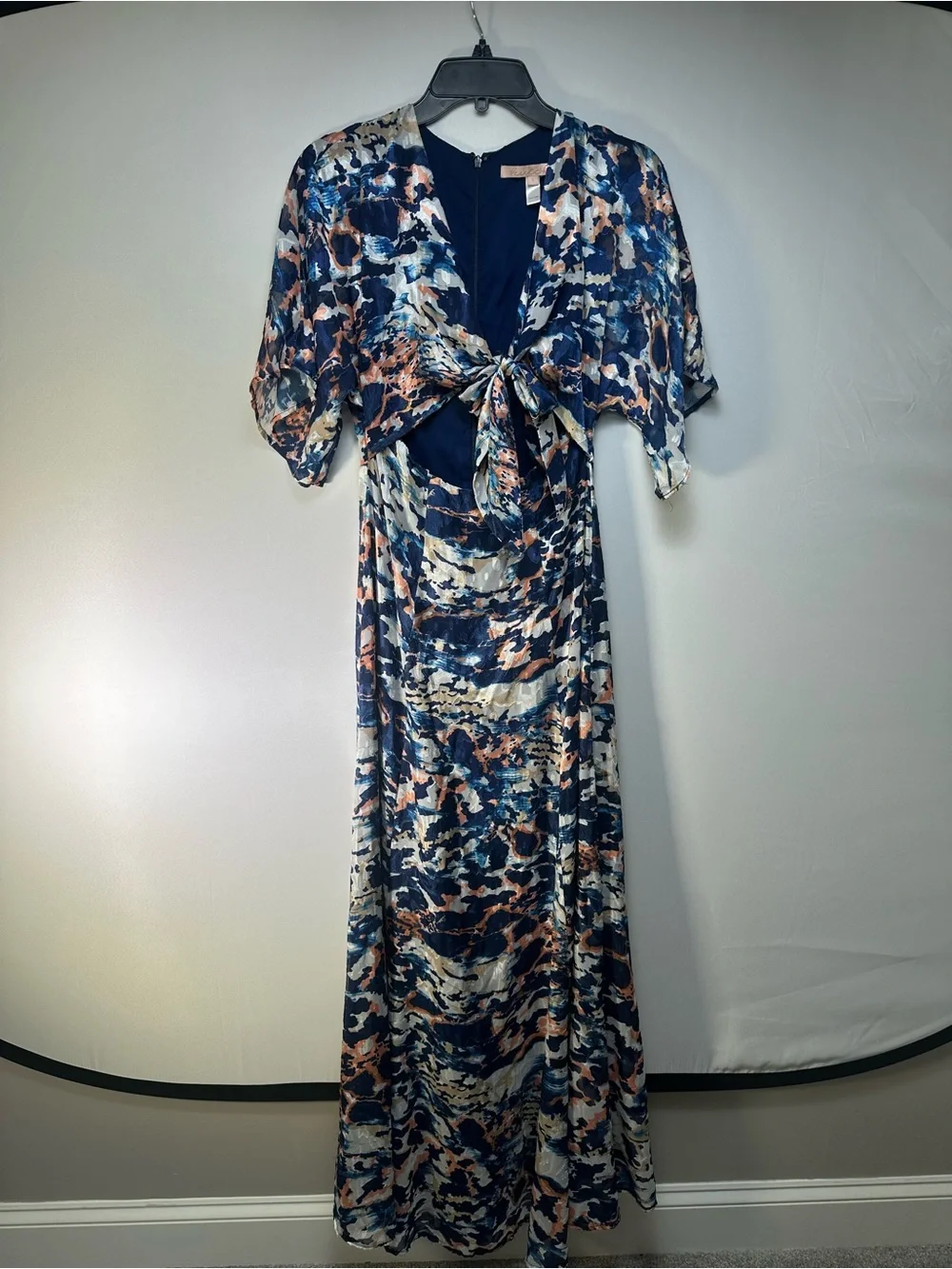 Hutch‎ Blue Floral Tie-Front Maxi Dress with Cutout